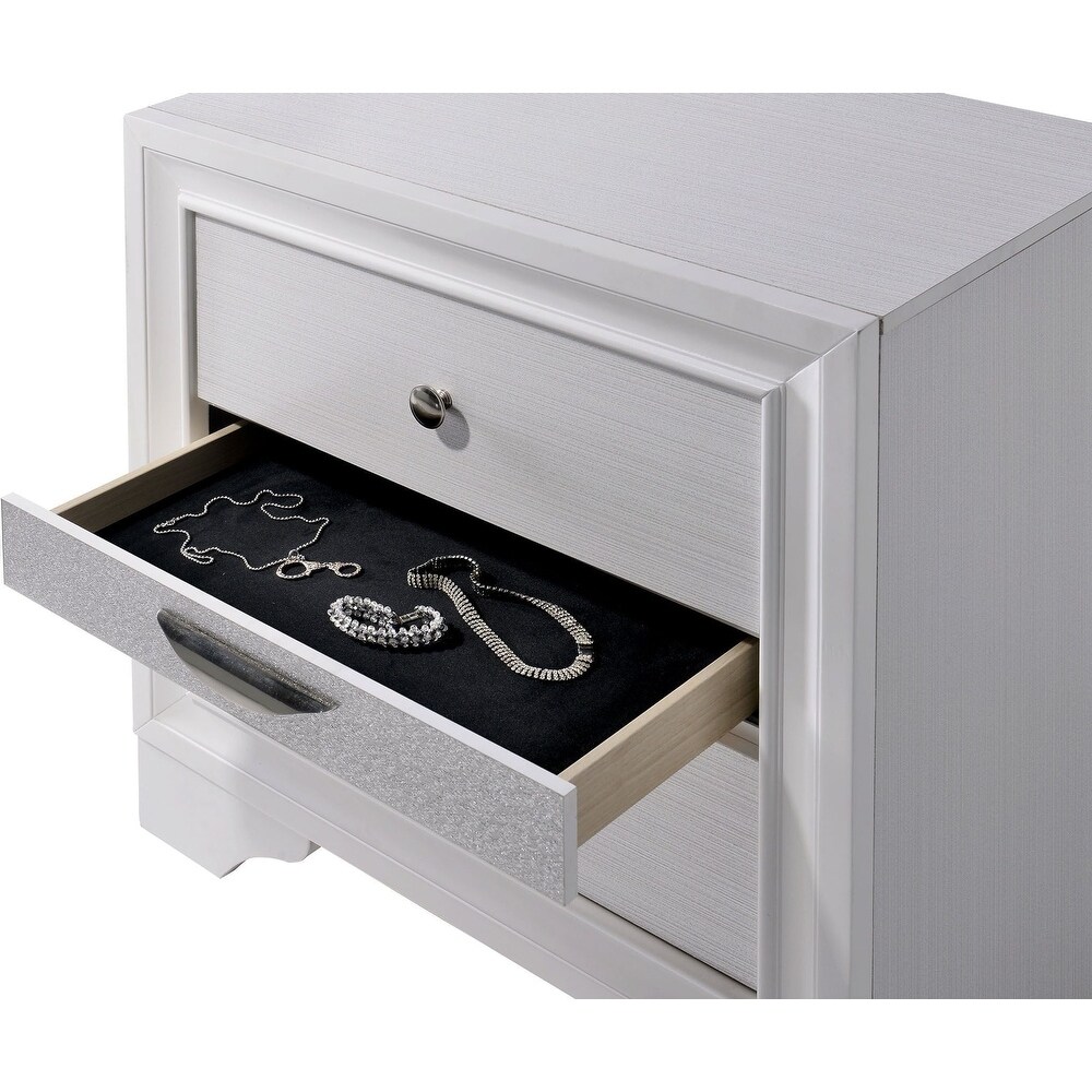 Modern Nightstand  Hidden Jewelry Drawer  Bedside Table for Bedroom