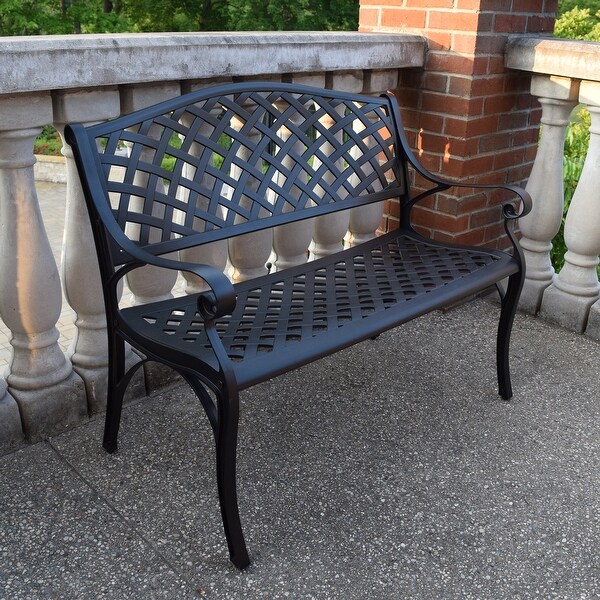 Outdoor Aluminum Modern Black Bronze Grey White Patio Bench Loveseat