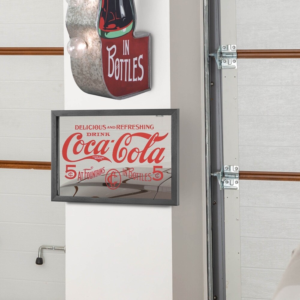 Officially Licensed Drink Coca Cola Screen Printed Framed Accent Mirror for Man Cave  Bar  Garage (10\