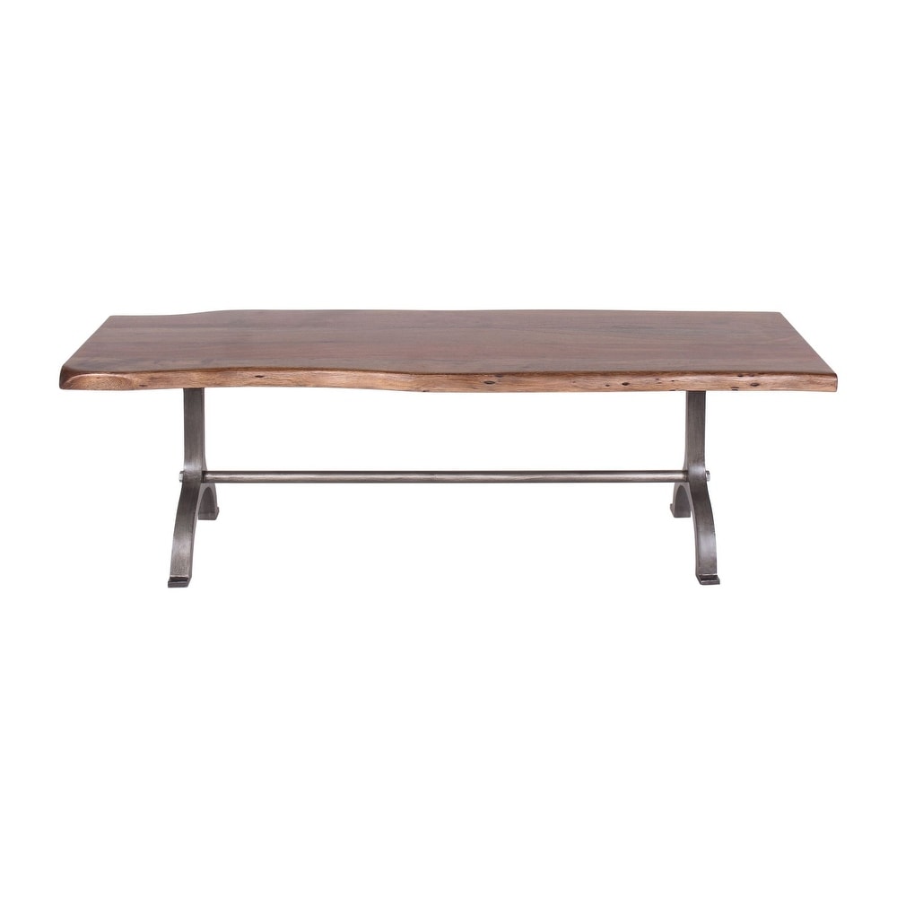 Dala Industrial Iron   Acacia Natural Edge Dining Bench  56 inch