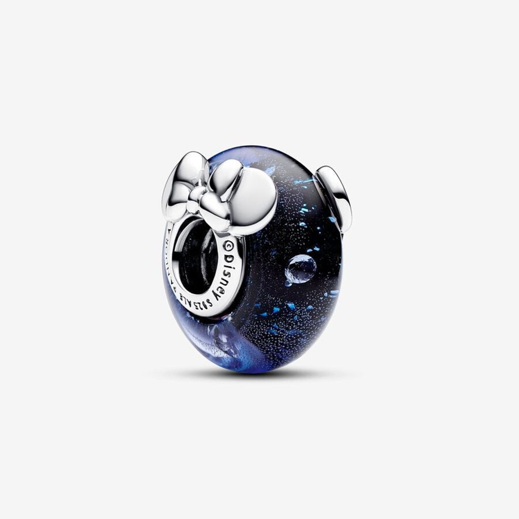 PANDORA  Disney Mickey Mouse & Minnie Mouse Blue Murano Glass Charm