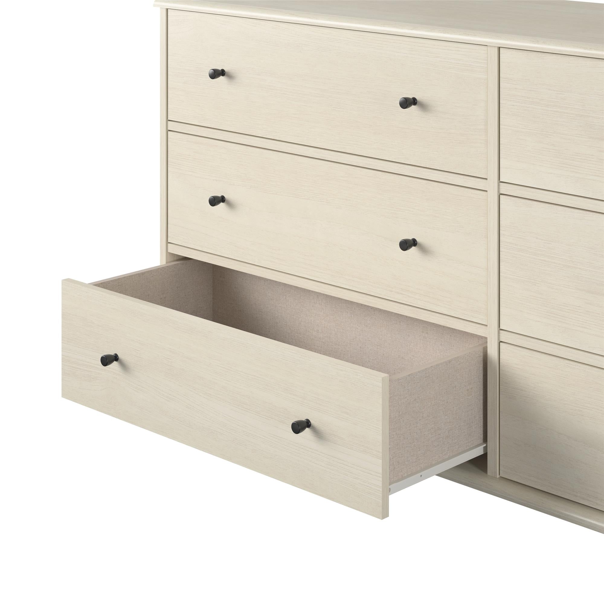 Queer Eye Farnsworth 6 Drawer Mid-Century Modern Dresser, Ivory Oak