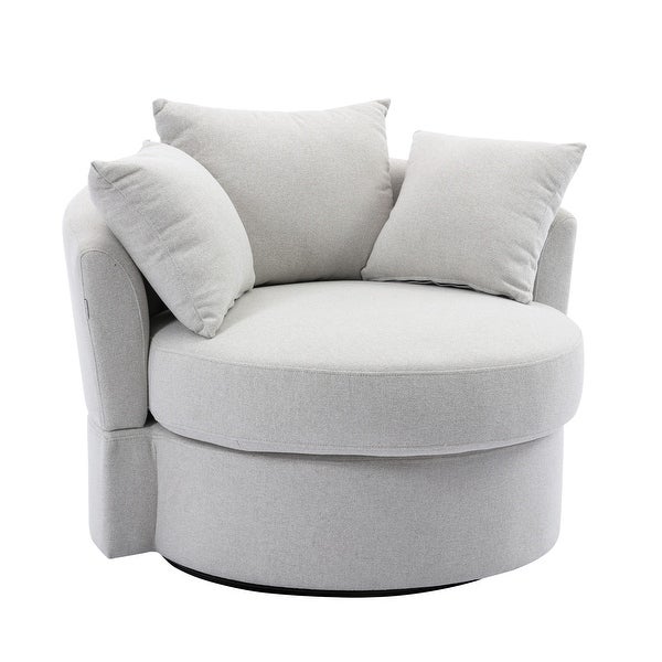 Modern Akili Swivel Barrel Chair Round Oversized Sofa Lounge Accent Chair with 3 Pillow for Living Room Bedroom Hotel Office