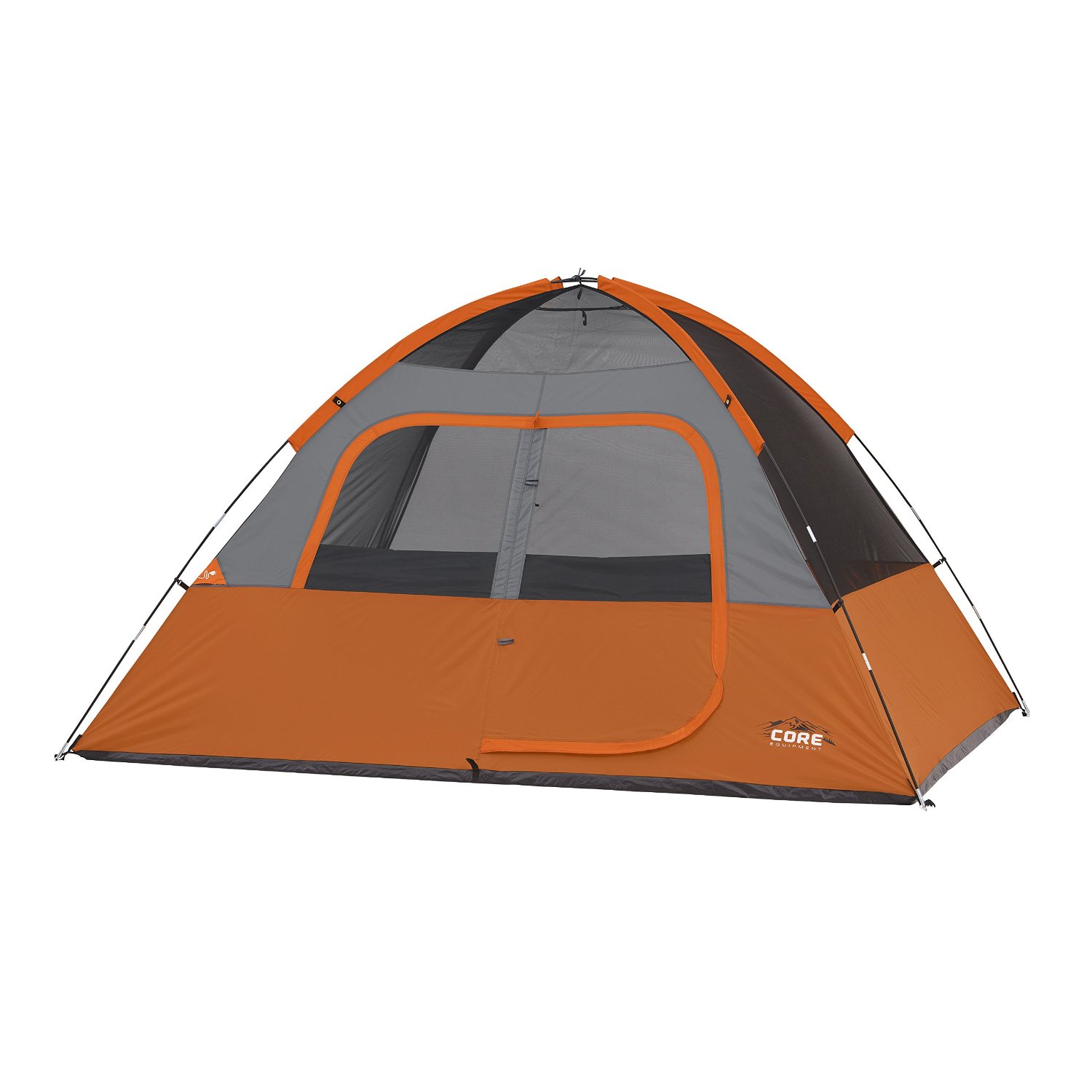 CORE Equipment 6 Person 11' x 9' Dome Camping Tent - Orange/Grey | 40003