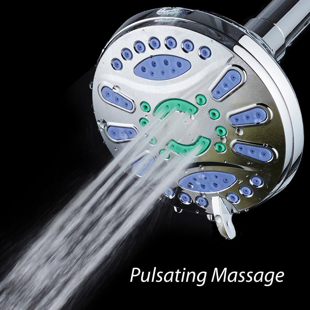 Aquastar Antimicrobial 6-Spray 4.3 in. High Pressure Single Wall Mount Fixed Adjustable Shower Head in Chrome 6710