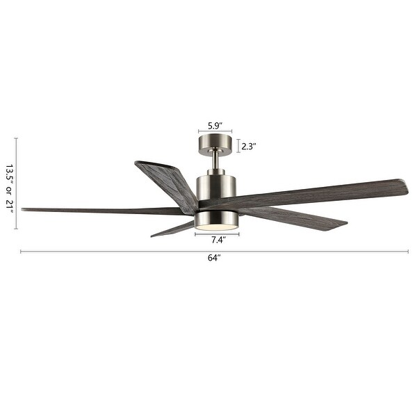 WINGBO 64 Inch DC Ceiling Fan with Lights and Remote Control， 5 Reversible Carved Wood Blades - N/A Shopping - The Best Deals on Ceiling Fans | 40094819