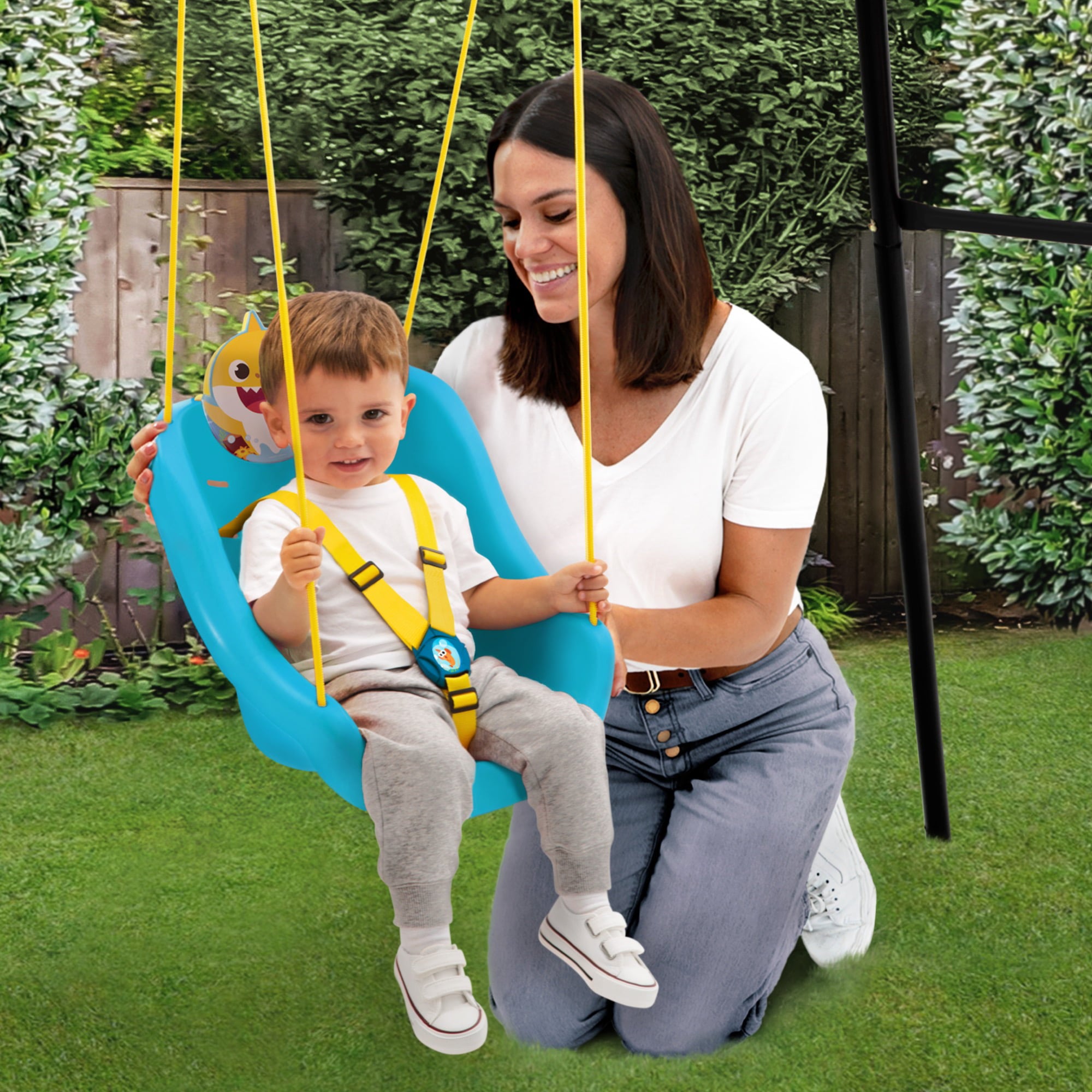 Baby Shark 2-in-1 Outdoor Swing by Delta Children – For Babies and Toddlers – Full Bucket Seat