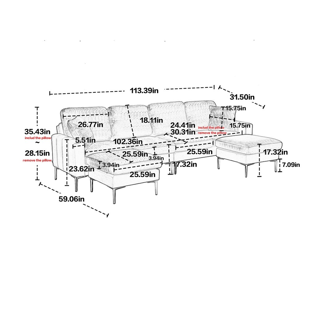 Velvet Living Room Sectional Sofa