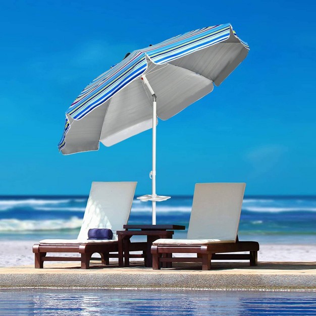 7 2 x27 X 7 2 x27 Portable Sunshade Beach Umbrella With Sand Anchor And Carry Bag Blue Wellfor Wellfor