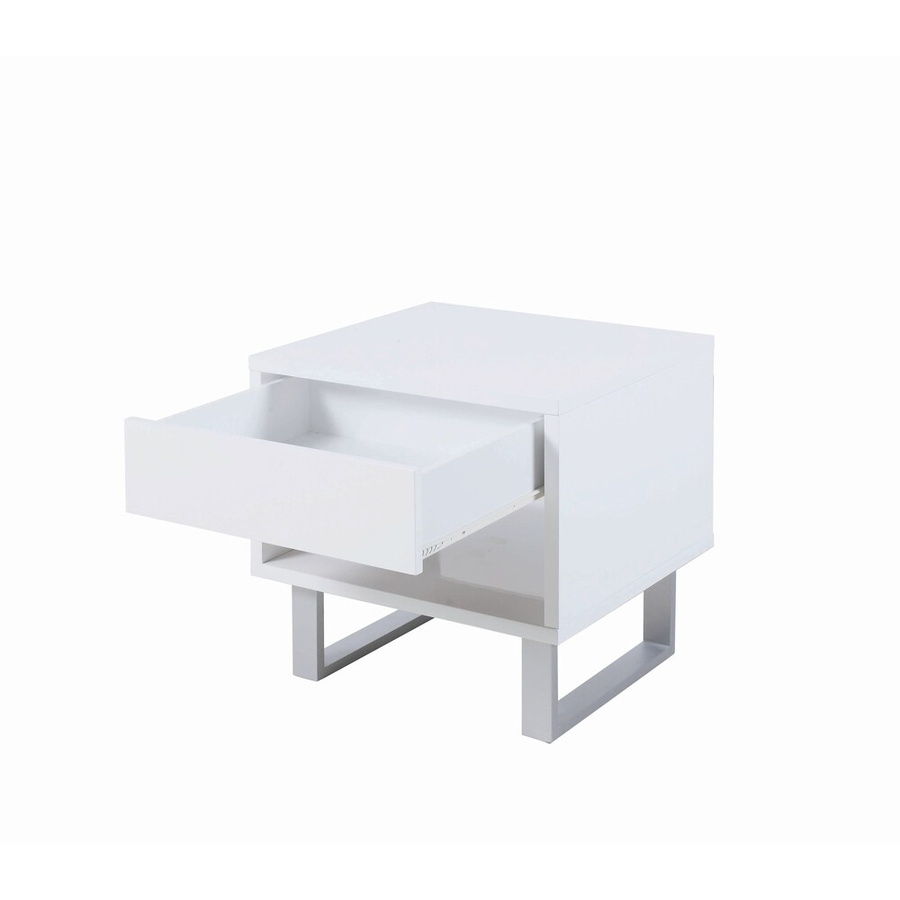 Coaster Furniture Atchison High Glossy White 1 drawer End Table