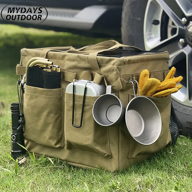 Mydays Outdoor Foldable Travel Camping Equipment Tableware Hiking Tactical Tool Storage Bag with Multiple Pockets