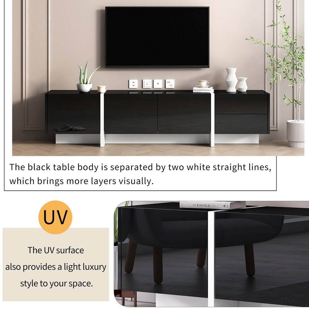 Modern TV Cabinet with High Gloss UV Surface  Unique Style TV Stand for TVs Up to 80\