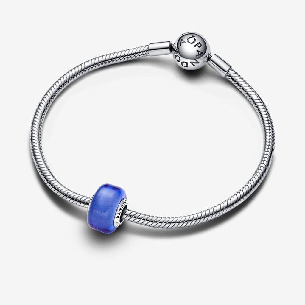 PANDORA  Blue Mini Murano Glass Charm in Sterling Silver