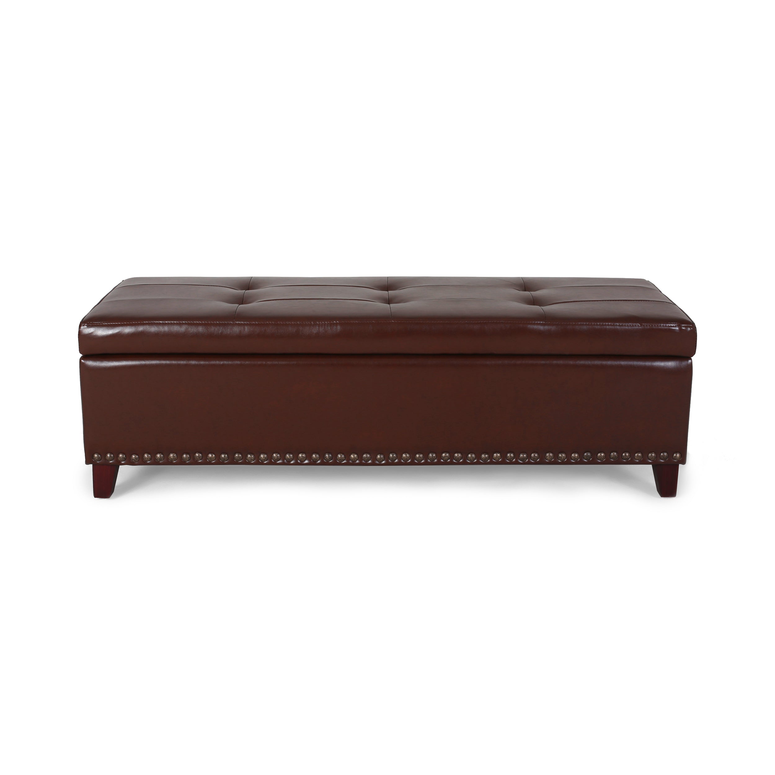 Charleston Rectangle Tufted Leather Storage Ottoman Bench