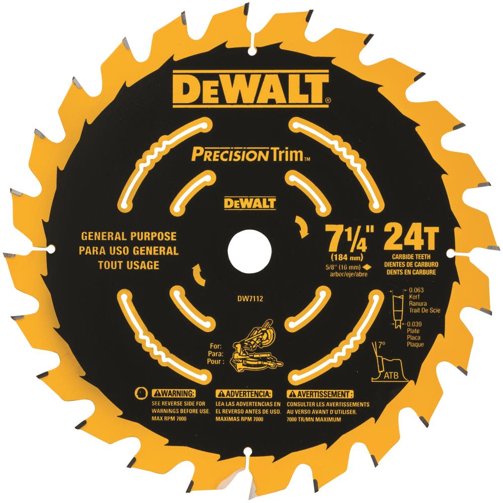 DEWALT Cordless Miter Saw Blade 7-1/4 In. 24T DW7112PT from DEWALT