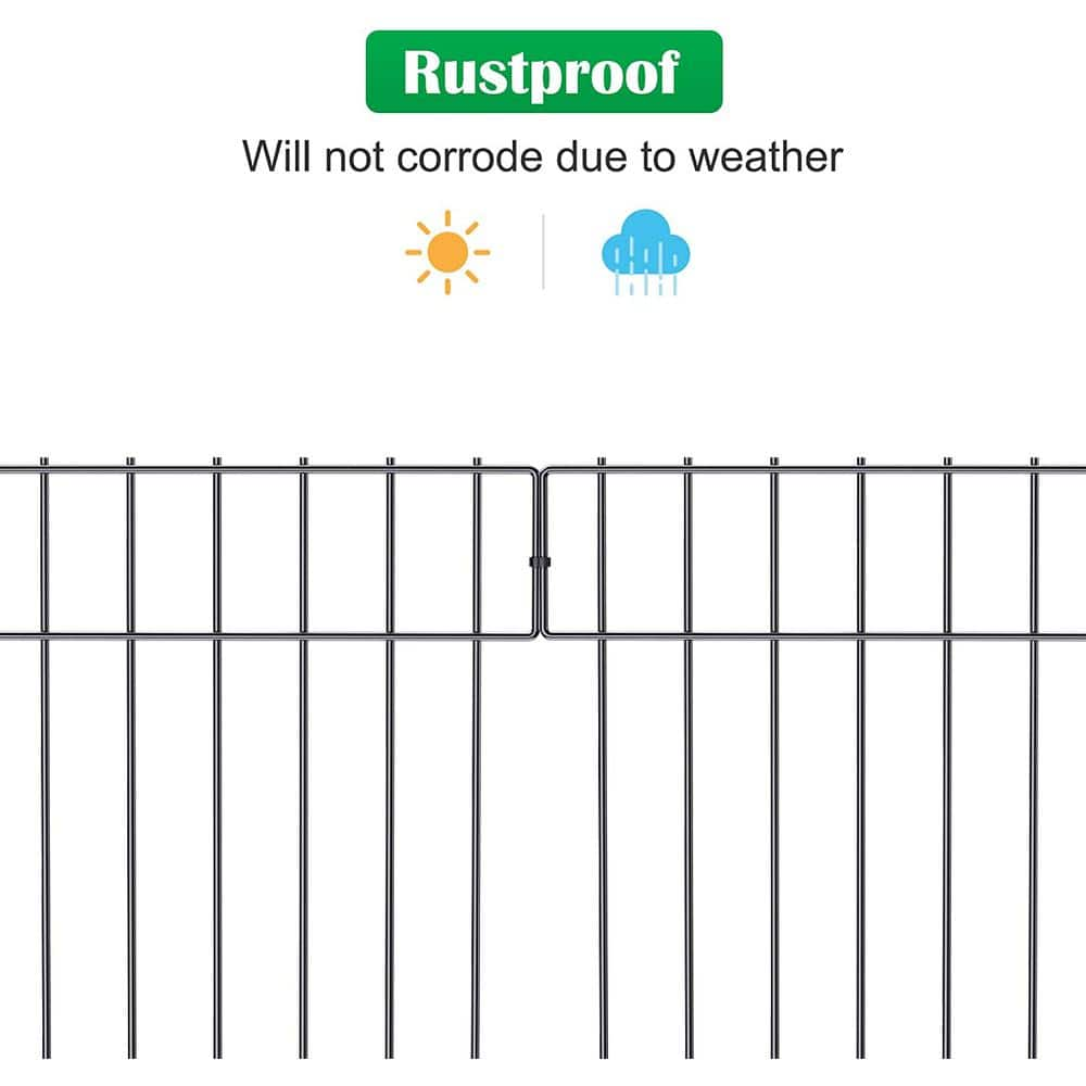 Oumilen 17 in. H x 10 ft. L Barrier Fence Decorative Garden Fencing Rustproof Metal Wire Garden Fence T Shaped (10-Pack) LT-K145