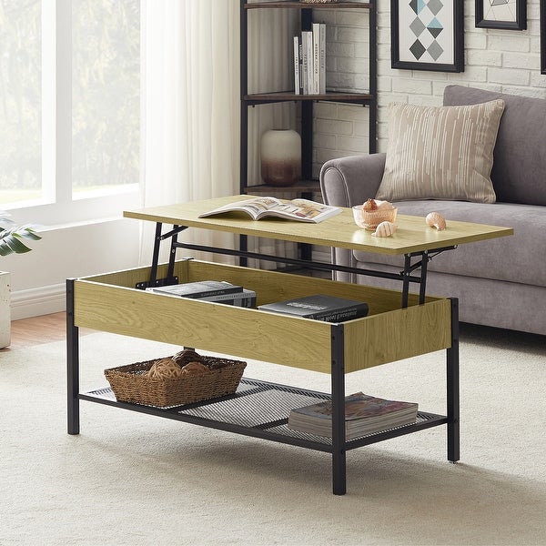 Adjustable Height Lift Top End Table with Sufficient Storage Space