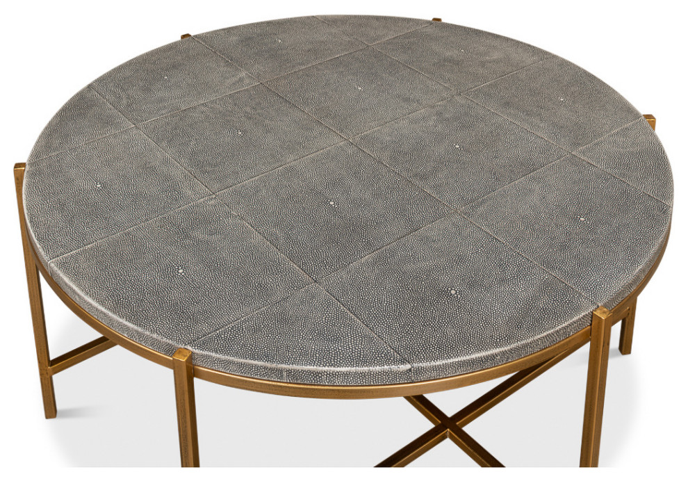 Mid Century Round Leather Cocktail Table   Contemporary   Coffee Tables   by English Georgian America  Houzz