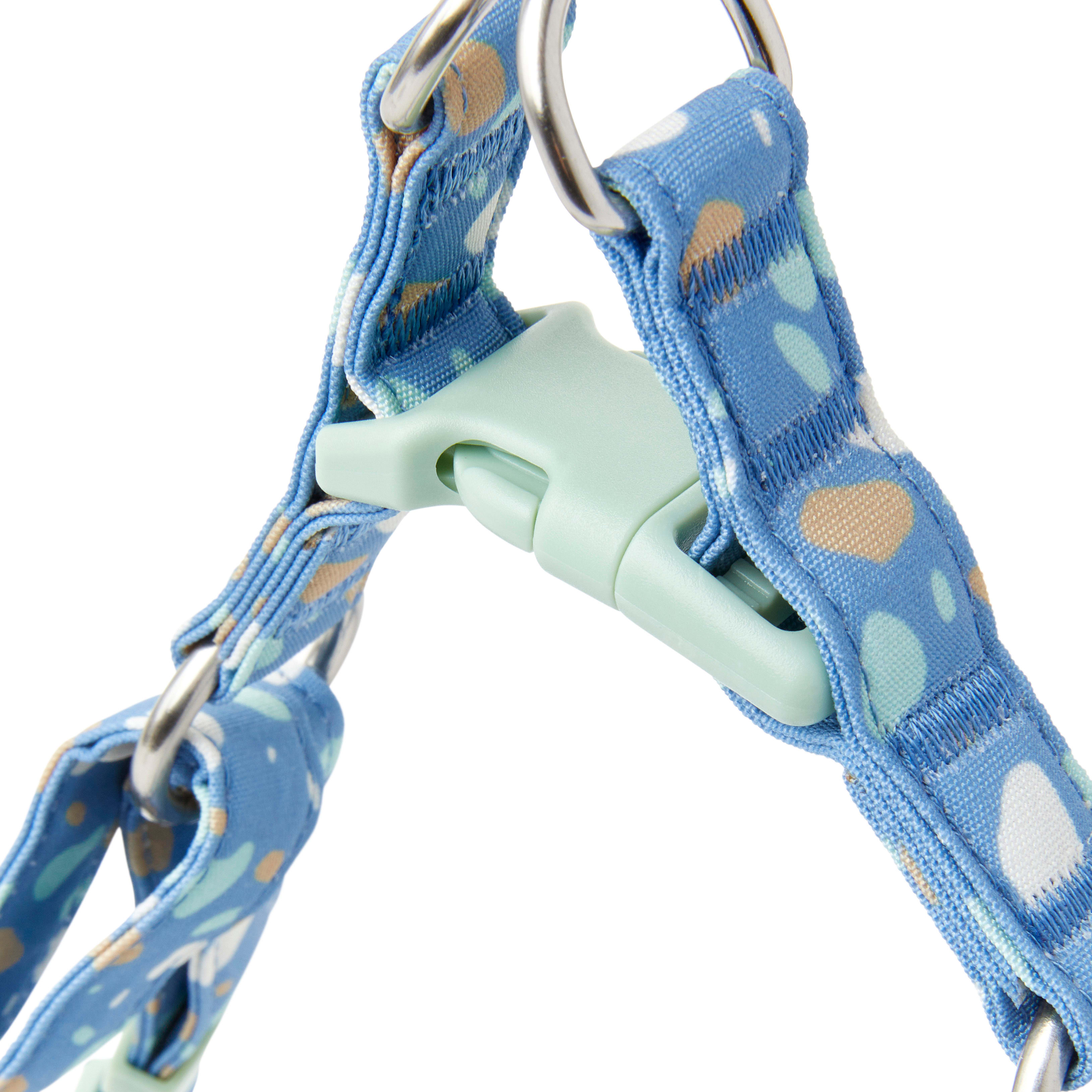 YOULY The Artist Blue  Multicolor Paint Splatter Dog Harness， Small