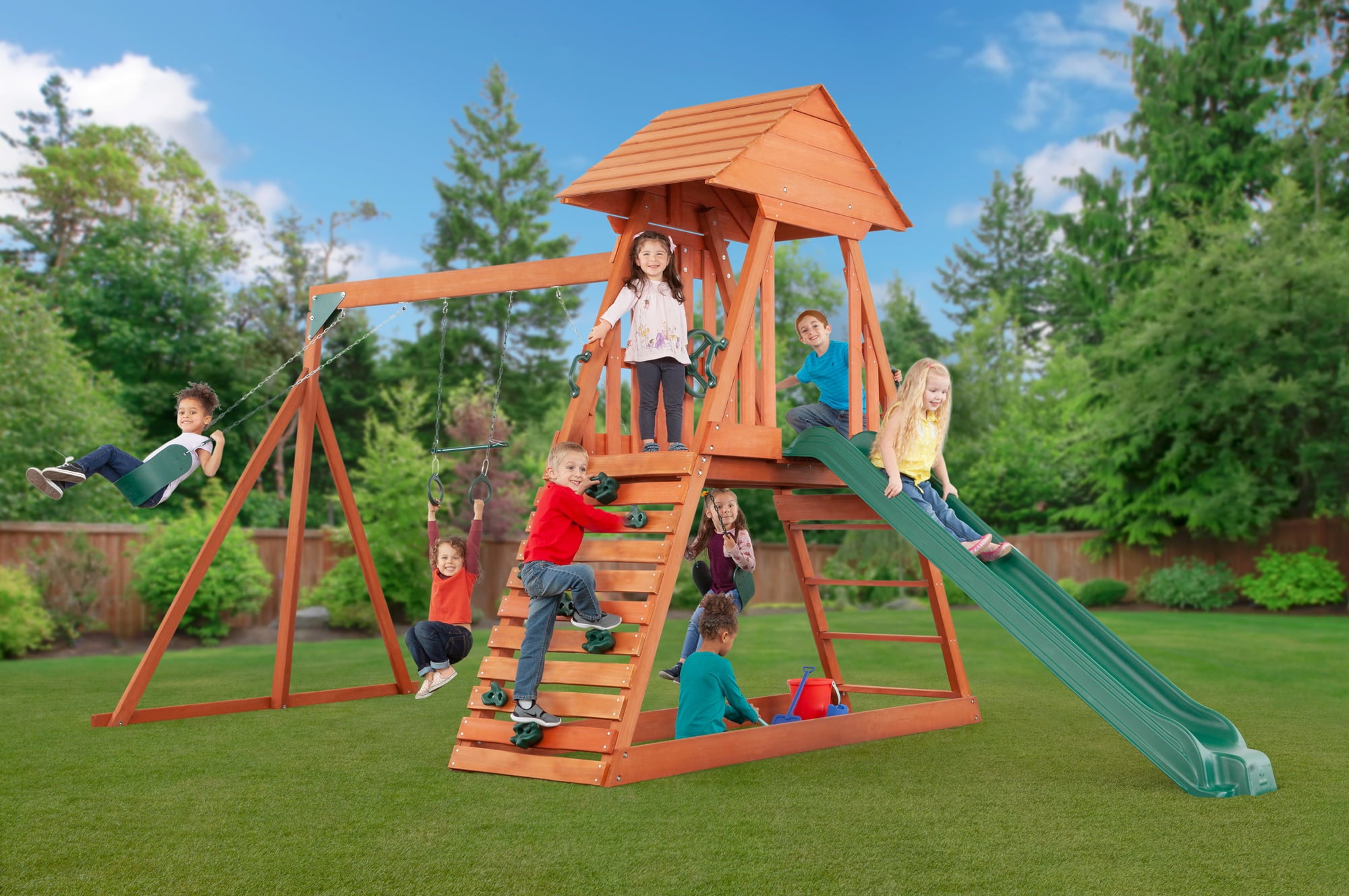 Cedar Chalet Wooden Swingset