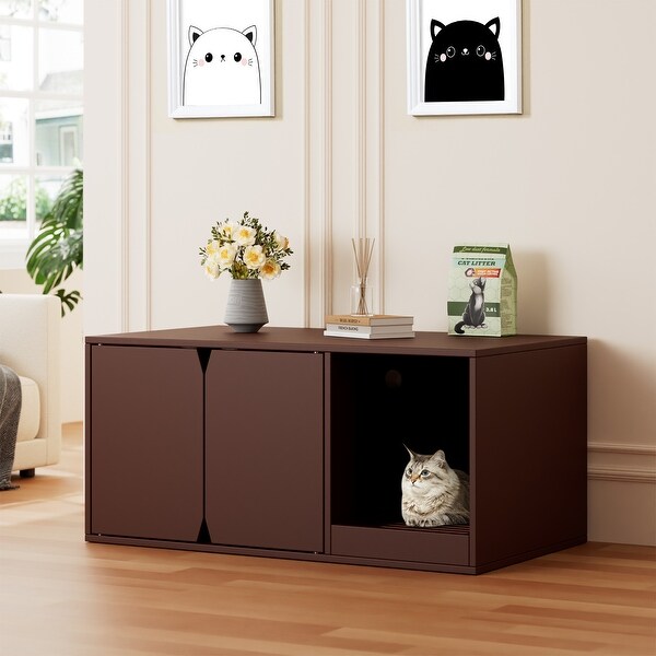 Cat Litter Box Enclosure Modern Wood Stackable Large Cat Washroom