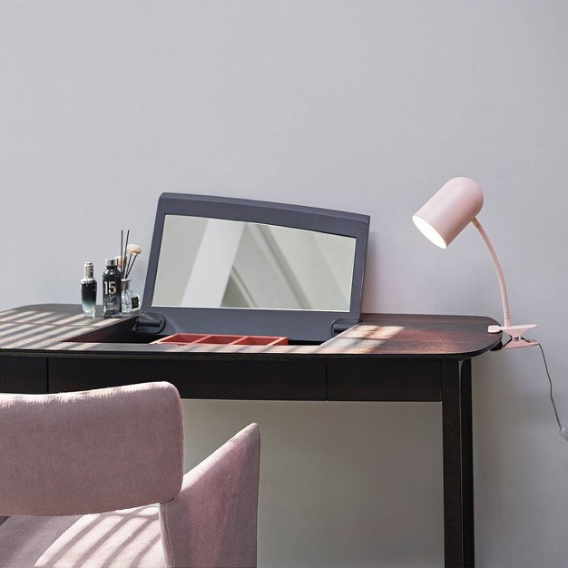 Carter Clip arm Desk Lamp With Adjustable Gooseneck Matte Pink Globe Electric