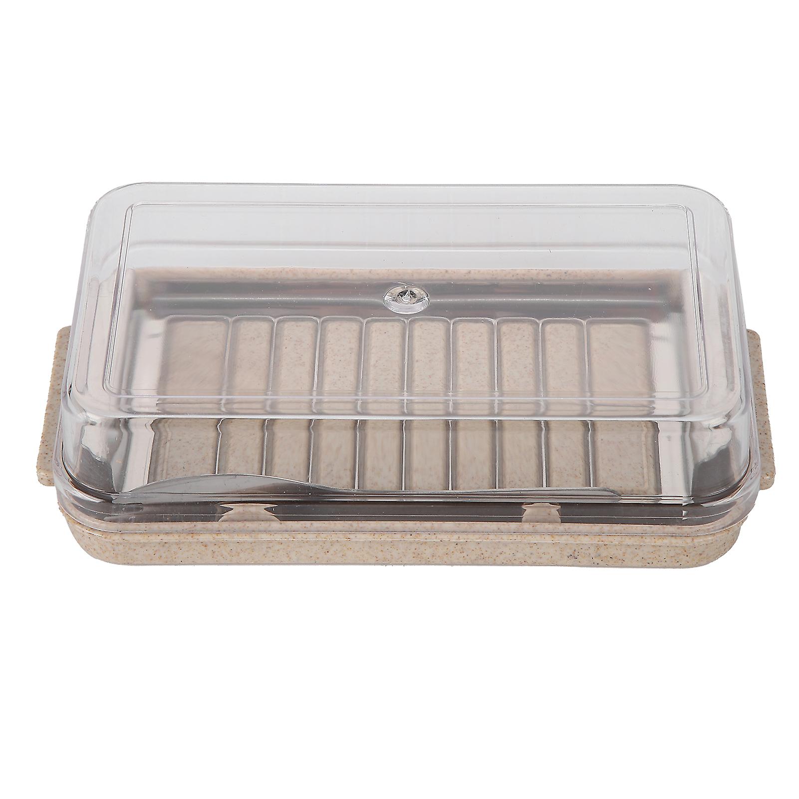 Stainless Steel Butter Cutter Container Butter Storage Box With Transparent Cover For Kitchenwheat Chassis