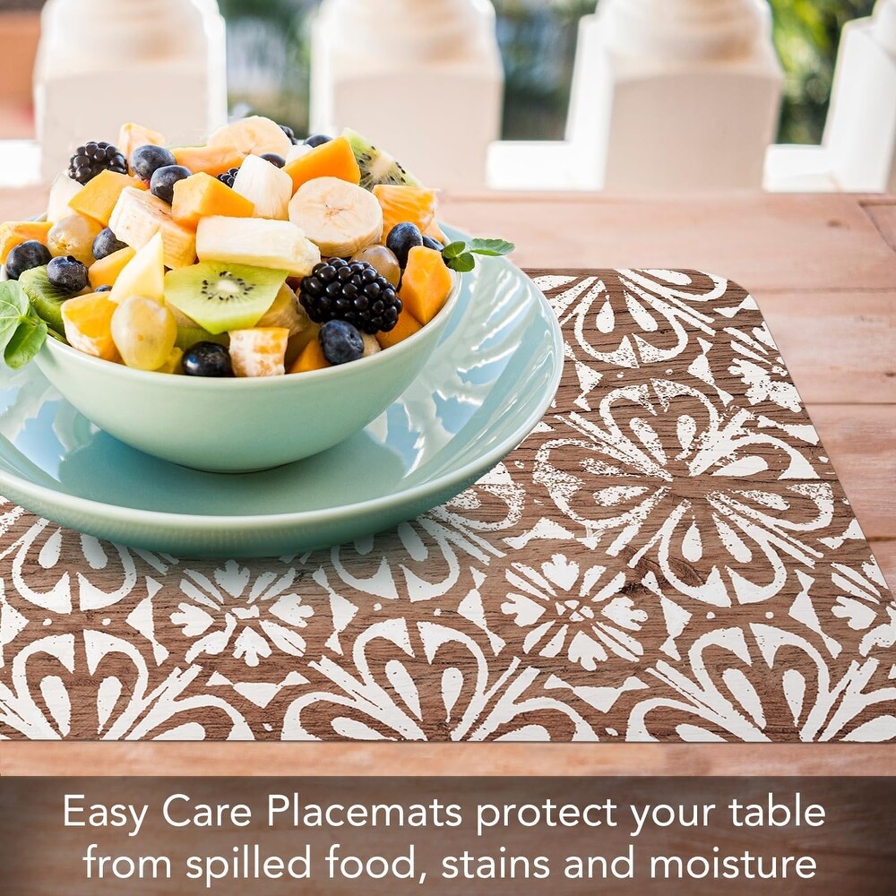 Modern Farmhouse 4 Pack Reversible Easy Care Flexible Plastic Placemats Made in The USA BPA Free Easily Wipes Clean