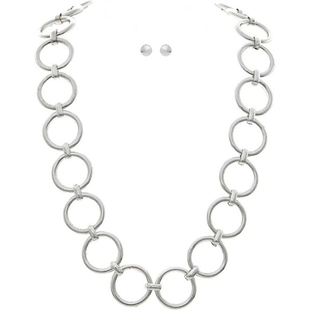 Rain  Silver Linked Rings Necklace Set