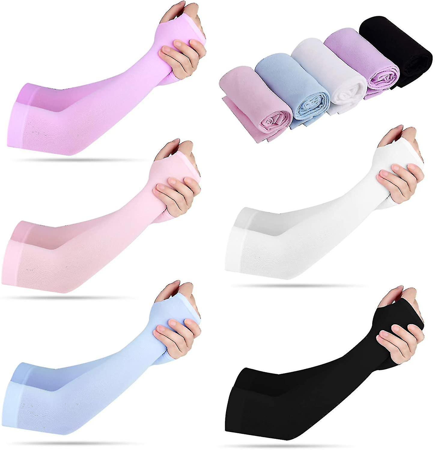 10 Pairs Sun Protection Sleeves Uv Protection Cooling Sleeves Arm Sleeves Men Women Sports Sun Sleeves With Thumb Hole