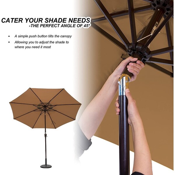 10FT Patio Umbrella Table Market Umbrella with Push Button Tilt， Polyester Canopy Shade - Overstock - 34180980