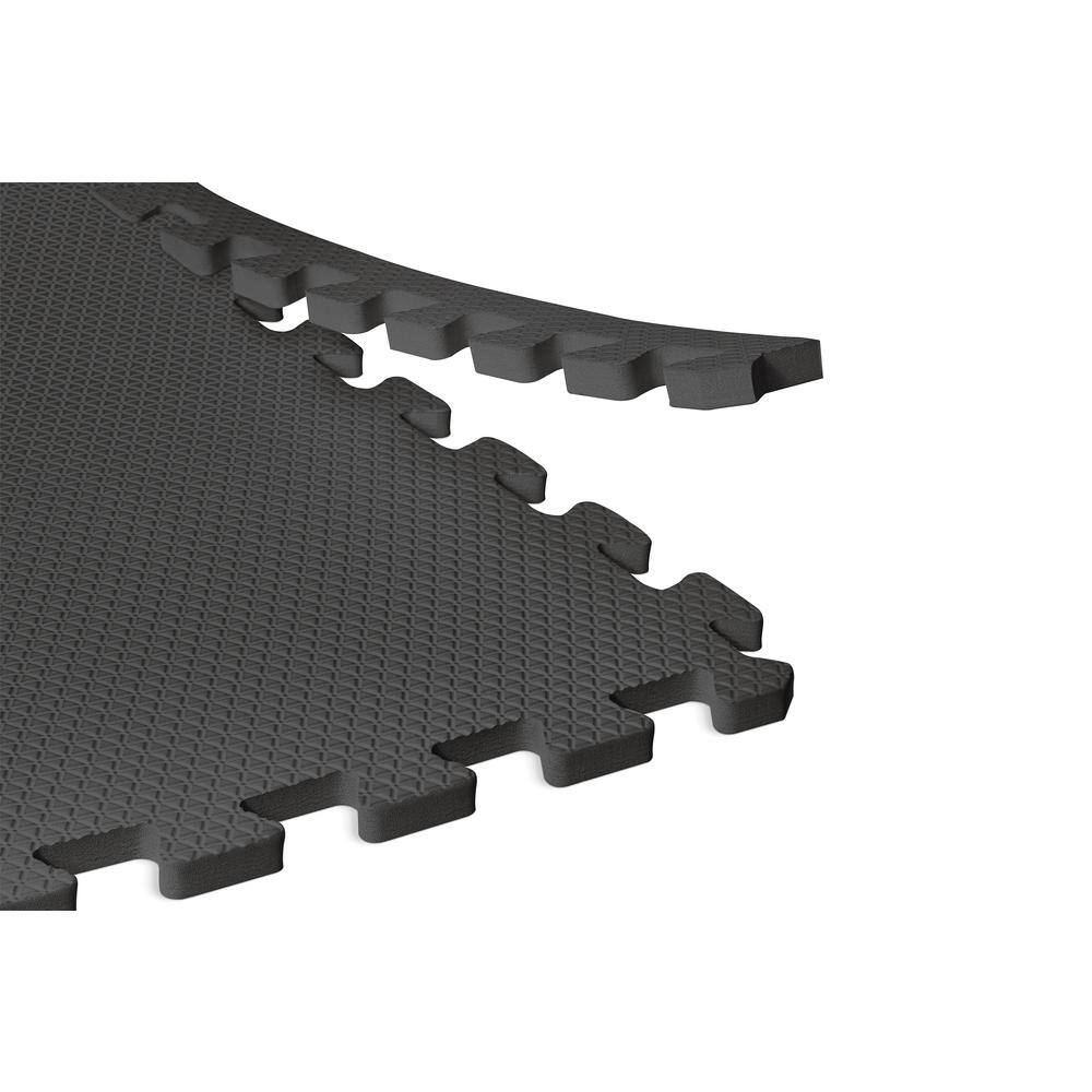 Norsk Black 24 in. x 24 in. x 0.47 in. Foam Interlocking Floor Mat (6-Pack) 240447