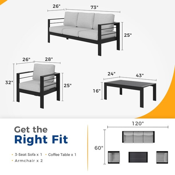 Royalcraft 4 Piece Aluminum Outdoor Patio Furniture Set