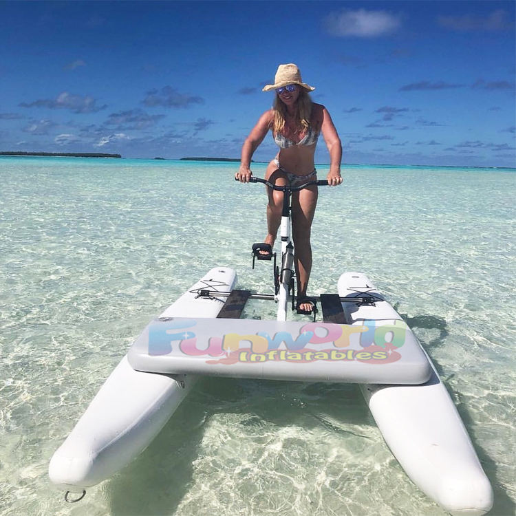 Outdoor fitness ocean adventure double people aqua bicycle sports inflatable floating water bike