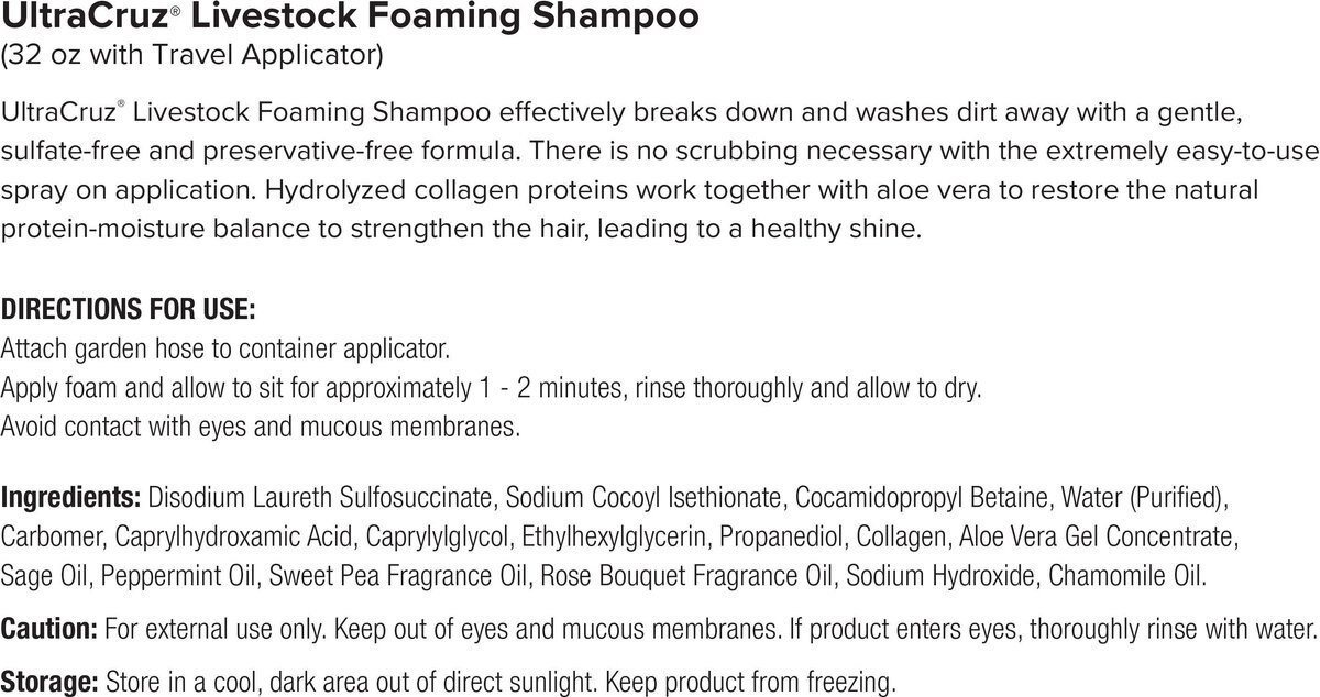 UltraCruz Foaming Livestock Shampoo