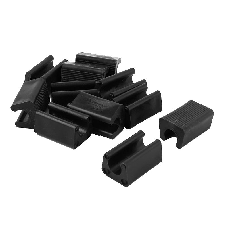 Furniture Feet Plastic Rectangle Shaped Non-Slip Chair Legs Tip Black 12 pcs