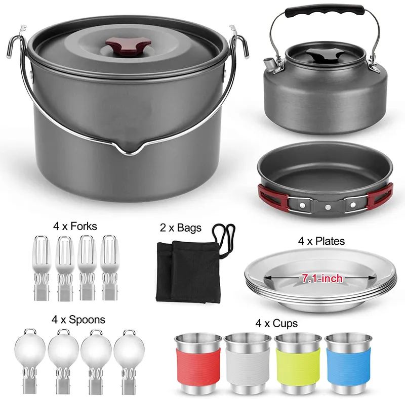 Popular 4 5 Person camp kitchen cooking utensil set travel Other outdoor accessories camping Hanging pot set