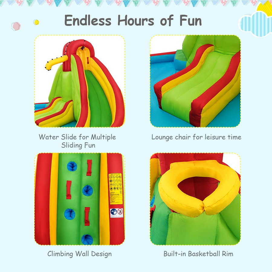 Lakecy Multiple Play Areas 7 in 1 Backyard Giant Inflatable Water Slide for Kids and Adults