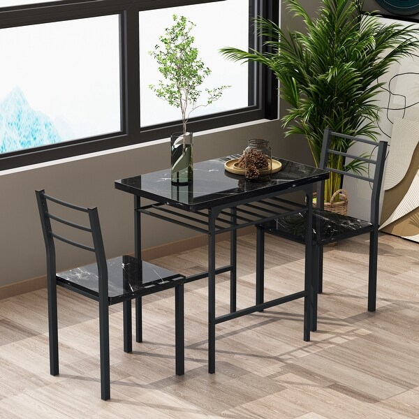 3-Piece Dining Table Set with 2 Chairs