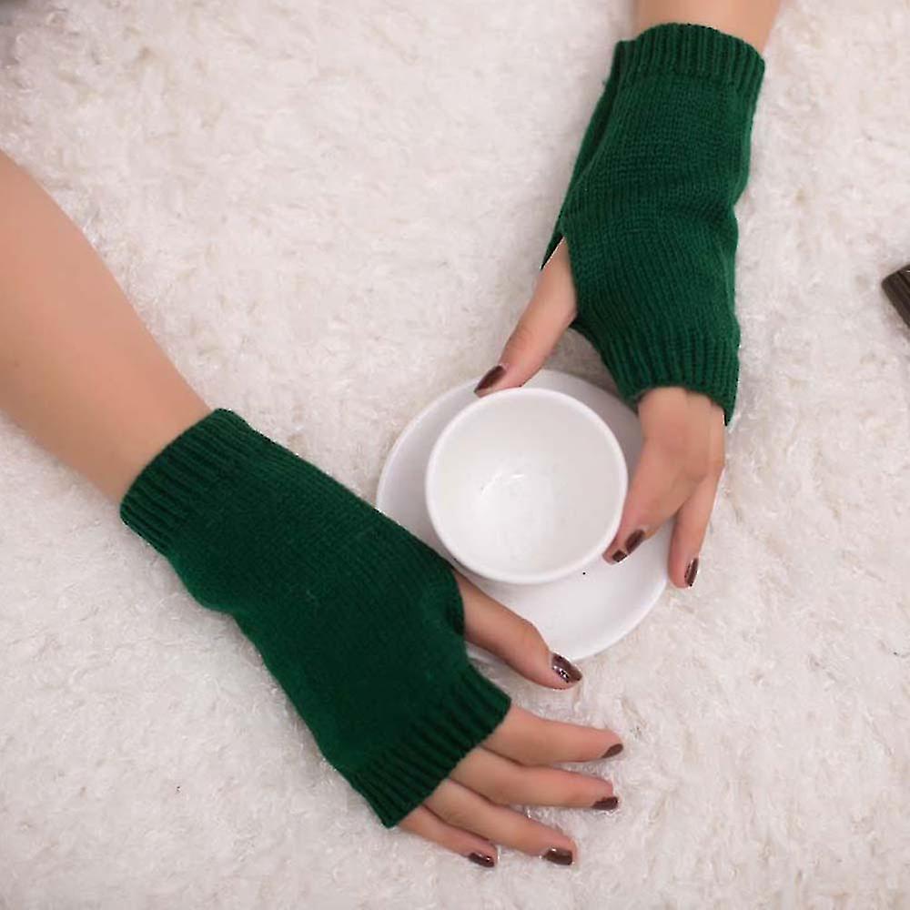 Women Girl Knitted Arm Fingerless Warm Winter Gloves Soft Warm Mitten Ag