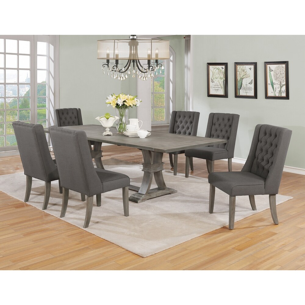 Best Quality Furniture Rustic 7 Piece Dining Set with Button Tufted Back Chairs and Two 16\