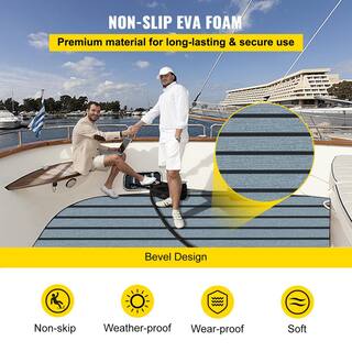 VEVOR 94.5 in. x 47.2 in. EVA Foam Faux Teak Boat Decking Sheet 5 mm Thick Non-Skid Self-Adhesive for Boat Flooring ZZDBSHJHTW240X120V0