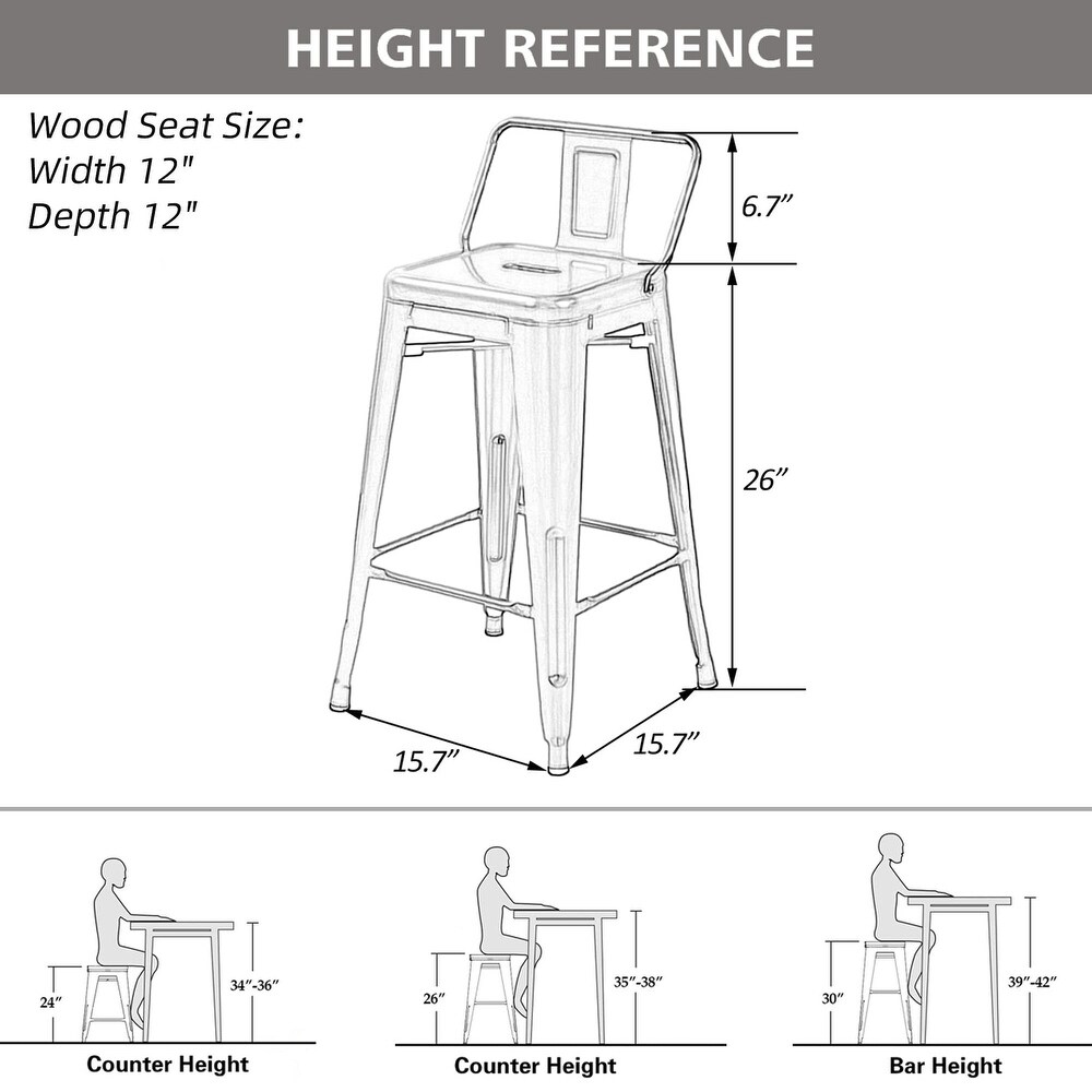 Counter height stools Set of 4  outdoor bar stools Low Back   26inch