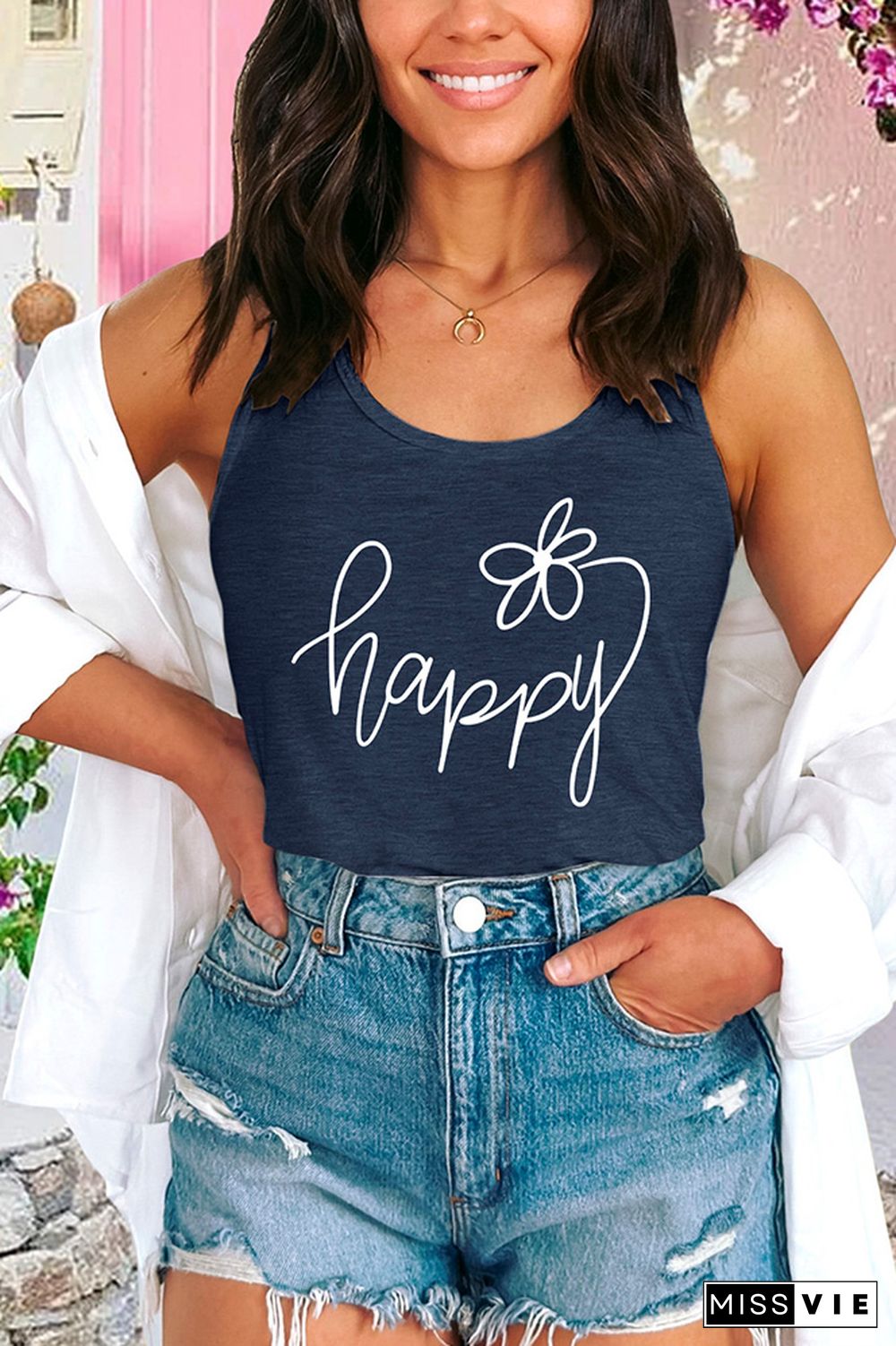 Happy Flower Sleeveless Tank Top