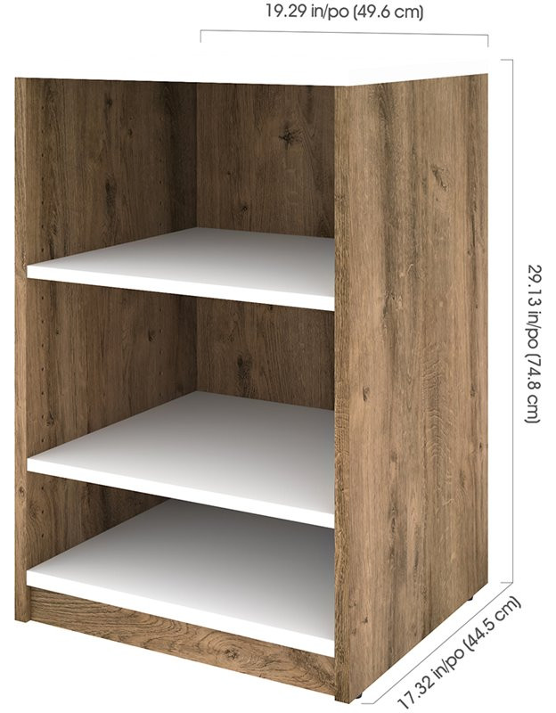 Bestar Cielo 20 quotW Engineered Wood Nightstand in Rustic Brown/White   Transitional   Bookcases   by Homesquare  Houzz