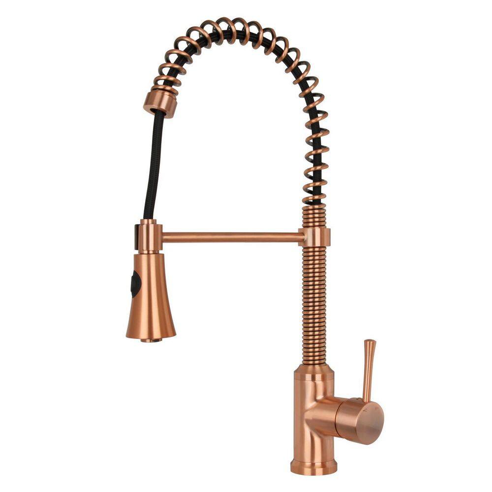 Akicon Single-Handle Pull-Down Sprayer Kitchen Faucet with Hi-Arc 360 Swivel Spout in Copper AK565C