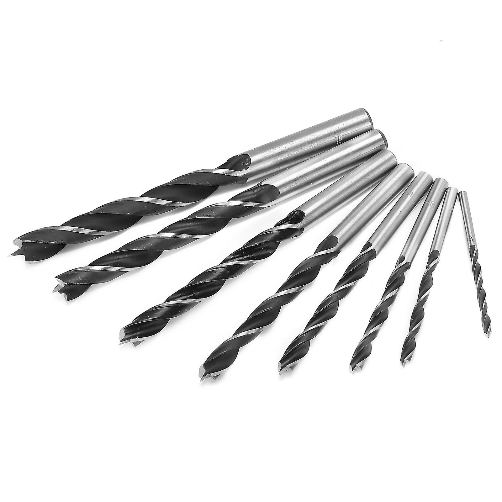 8pcs Twist Drill Bits Round Shank High Carbon Steel Woodworking Drilling Accessories