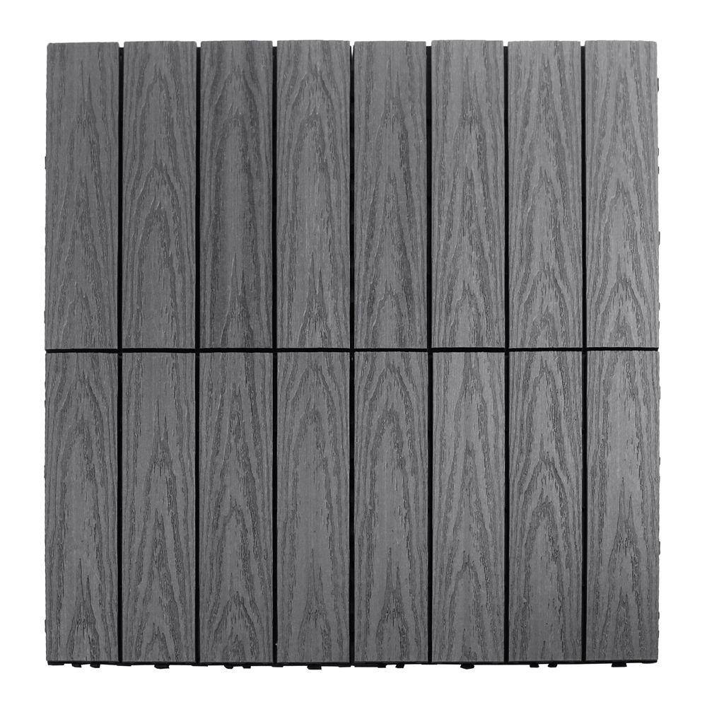 NewTechWood UltraShield Naturale 1 ft. x 1 ft. Quick Deck Outdoor Composite Deck Tile Sample in Westminster Gray US-QD-ZX-GY-S