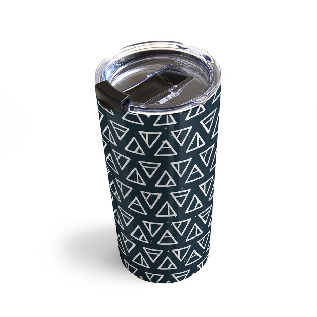 Coastl Studio Alchemical Triangles Navy 20 Oz Stainless Steel Travel Mug Deny Designs