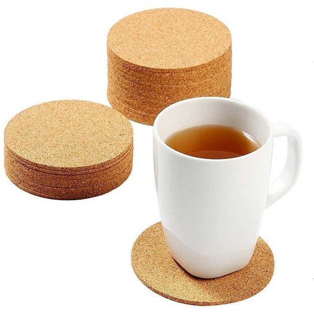 Juvale Set Of 24 Absorbent Blank Cork Drink Coasters For Home And Bar 4 X 1 8 in Tan